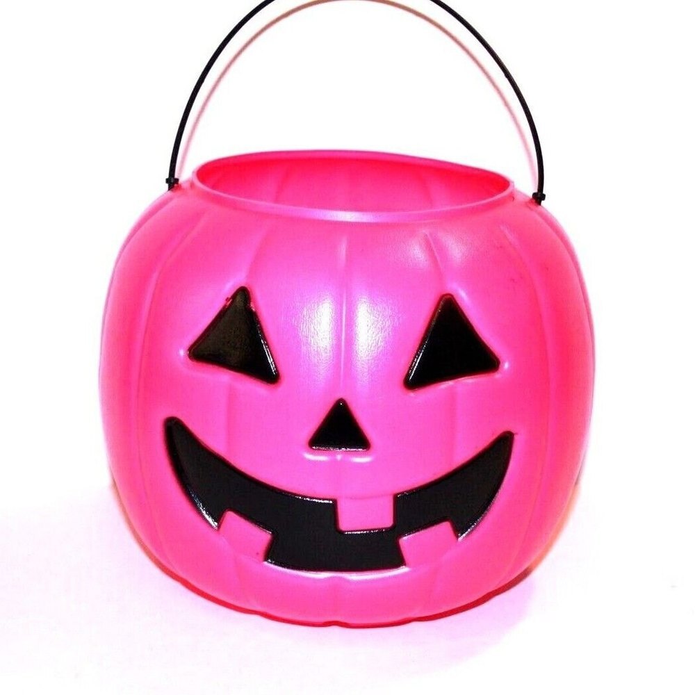 General Foam Plastics Halloween Jack-O-Lantern Pink Pumpkin Candy Pail Tote